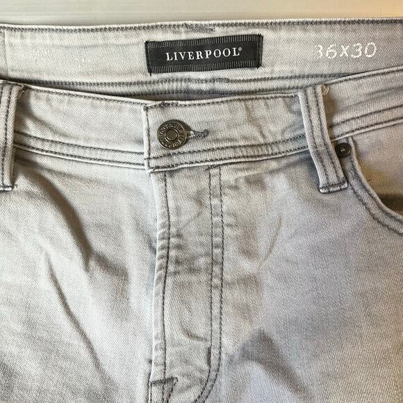 Liverpool Men Slim Jeans Size 36x30 Gray Mid Rise Modern Straight - Picture 8 of 11